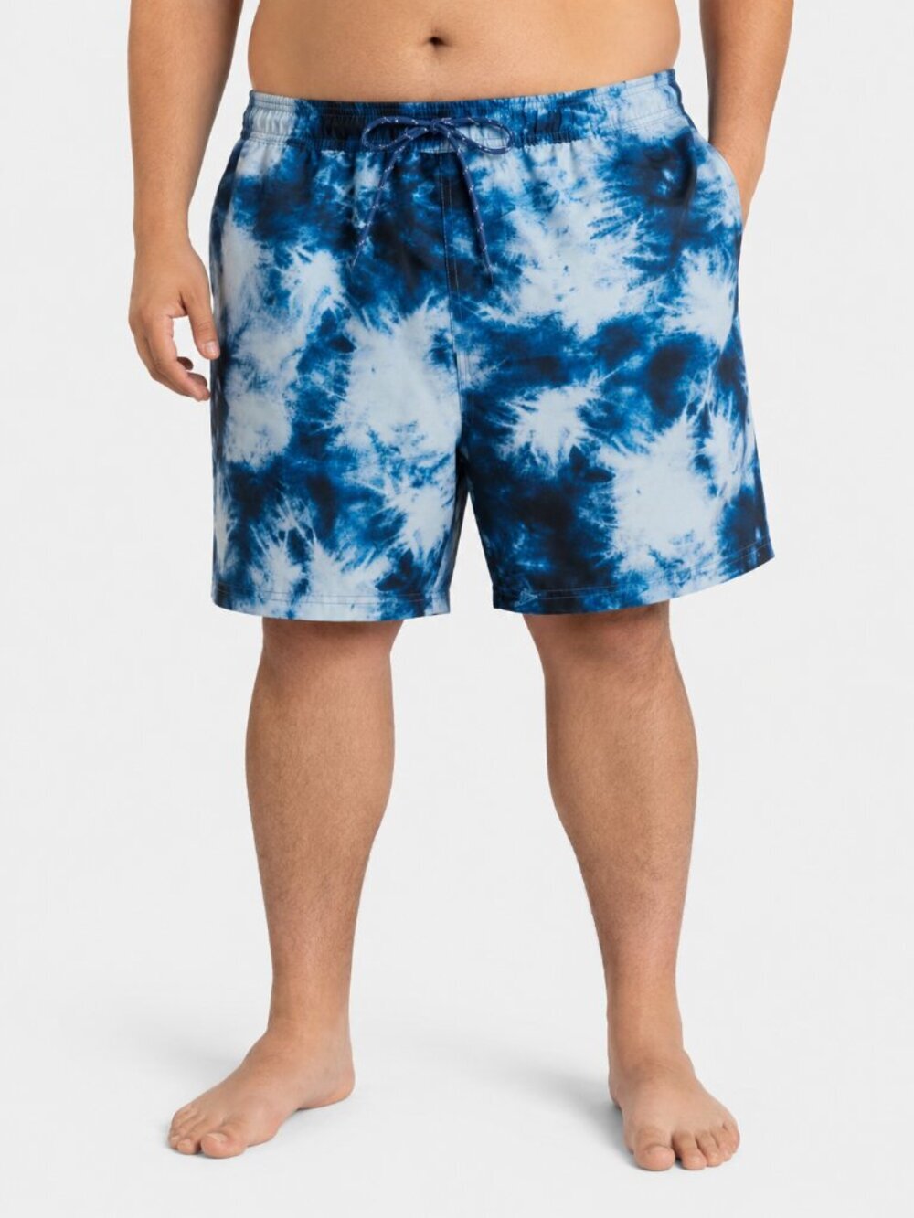 No Boundaries Mens Swim Shorts 3XL Blue Tie Dye 6" Inseam Elastic Waist UPF50+
